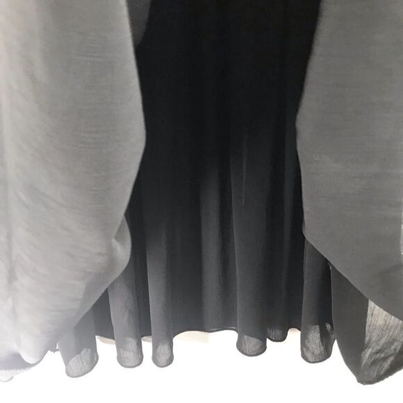 Missguided Semi Sheer Black Poet’s Style Dress with Bell Sleeves and Tie Front - Picture 12 of 15